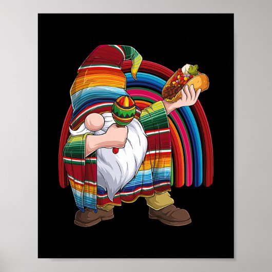Dabbing Gnome Cinco De Mayo Fiesta Rainbow Taco ポスター (正面)