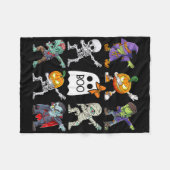 Dabbing Halloween Boys Skeleton Zombie Pumpkin Uni フリースブランケット (正面(横))