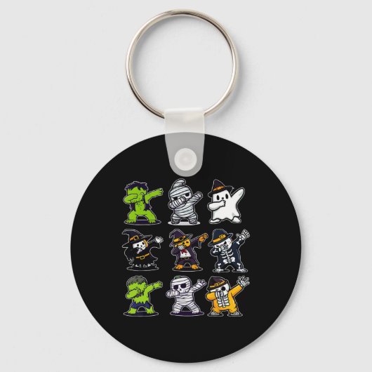 Dabbing Halloween Boys Skeleton Zombie Scary Pumpk キーホルダー (正面)