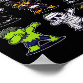 Dabbing Halloween Boys Skeleton Zombie Scary Pumpk ポスター (角)