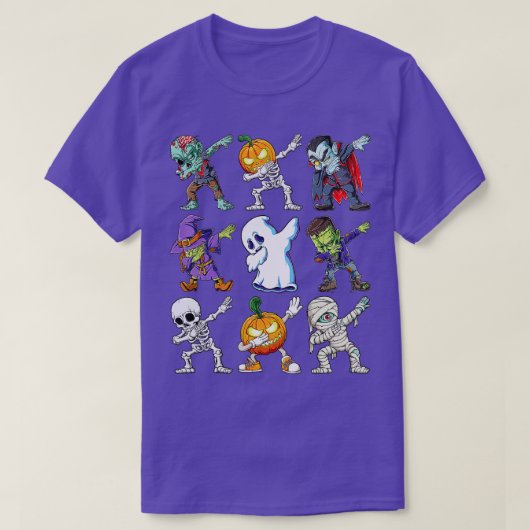 Dabbing Halloween Boys Skeleton Zombie Scary Pumpk Tシャツ (デザイン正面)