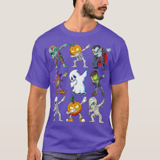 Dabbing Halloween Boys Skeleton Zombie Scary Pumpk Tシャツ