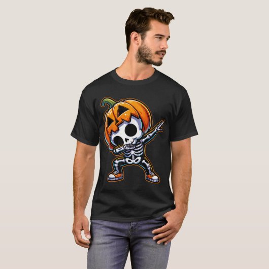 Dabbing Halloween Skeleton Boys Trick Treat   Tシャツ (正面フル)