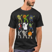 Dabbing Halloween Skeleton Zombie Scary Pumpkin Va Tシャツ (正面)