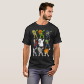 Dabbing Halloween Skeleton Zombie Scary Pumpkin Va Tシャツ (正面フル)