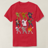 Dabbing Halloween Skeleton Zombie Scary Pumpkin Va Tシャツ (デザイン正面)