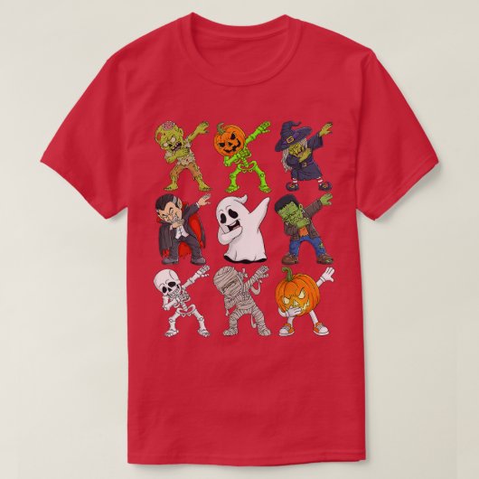 Dabbing Halloween Skeleton Zombie Scary Pumpkin Va Tシャツ (デザイン正面)