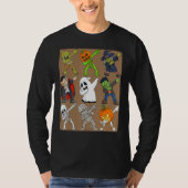 Dabbing Halloween Skeleton Zombie Scary Pumpkin Va Tシャツ (正面)