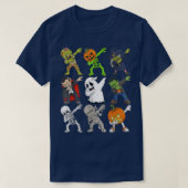 Dabbing Halloween Zombie Skeleton Scary Pumpkin Va Tシャツ (デザイン正面)