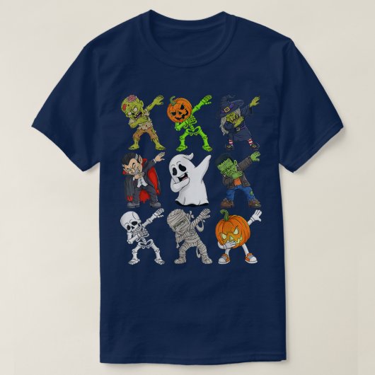 Dabbing Halloween Zombie Skeleton Scary Pumpkin Va Tシャツ (デザイン正面)
