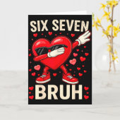 Dabbing Heart 67 Bruh Funny Mens Kids Boys Valenti カード (黄色い花)