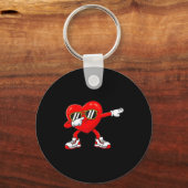 Dabbing Heart Funny Toddler Girls Kids Boys Valent キーホルダー (正面)