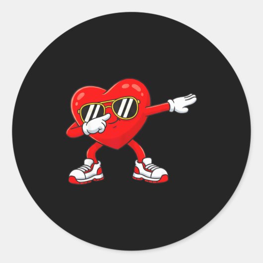 Dabbing Heart Funny Toddler Girls Kids Boys Valent ラウンドシール (正面)