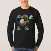 Dabbing Heart Puzzle Heart Dab Love Support Autism Tシャツ (正面)