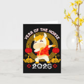 Dabbing Horse Chinese New Year Of The Horse2026  カード (黄色い花)
