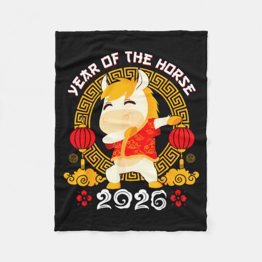 Dabbing Horse Chinese New Year Of The Horse2026  フリースブランケット (正面)