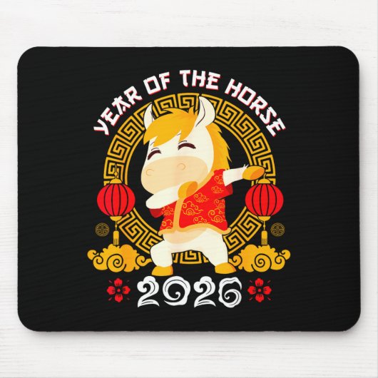 Dabbing Horse Chinese New Year Of The Horse2026  マウスパッド (正面)