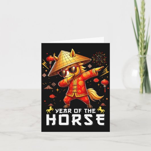 Dabbing Horse Lunar Chinese New Year Of The Horse  カード (正面)