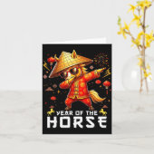 Dabbing Horse Lunar Chinese New Year Of The Horse  カード (黄色い花)