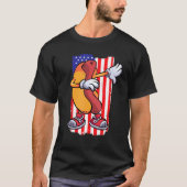Dabbing Hot Dog Dancing Food  Flag 4th July Themed Tシャツ (正面)