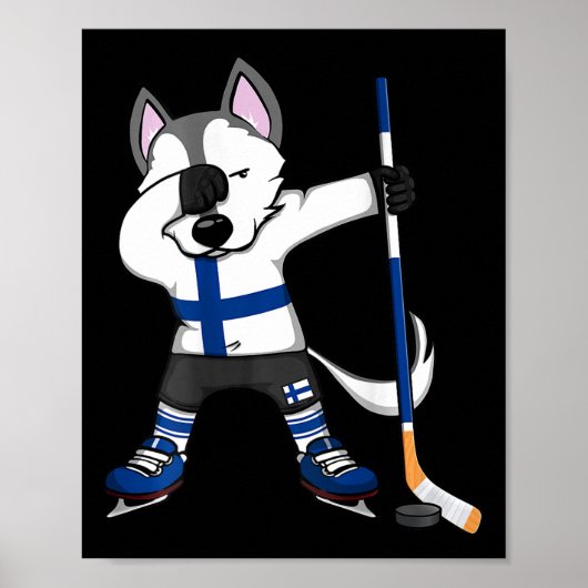 Dabbing Husky Finland Ice Hockey Lovers Jersey Win ポスター (正面)
