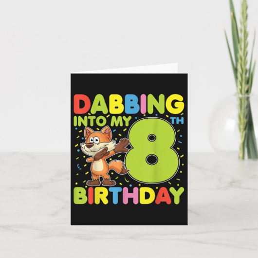 Dabbing Into My 8誕生日キツネ8歳B カード (正面)