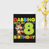 Dabbing Into My 8誕生日キツネ8歳B カード (黄色い花)