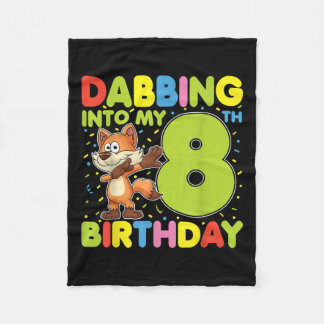 Dabbing Into My 8誕生日キツネ8歳B フリースブランケット