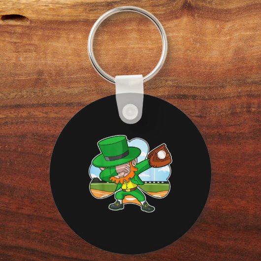 Dabbing Leprechaun Baseball St Patricks Day Irish  キーホルダー (正面)