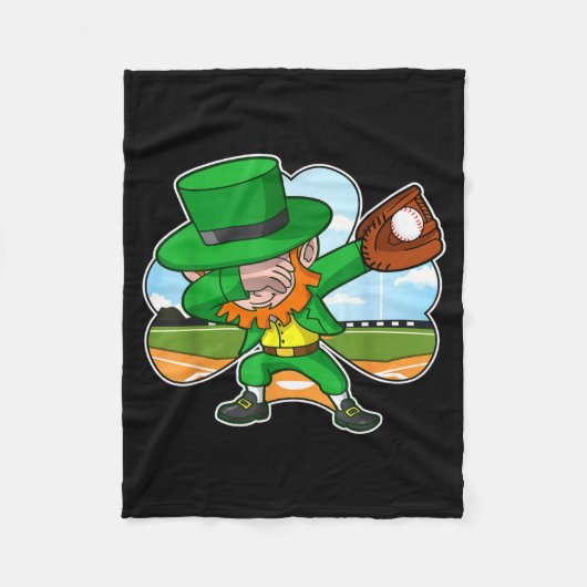 Dabbing Leprechaun Baseball St Patricks Day Irish フリースブランケット (正面)