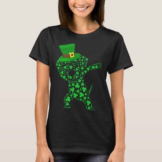 Dabbing Leprechaun Beagle Dog Shamrocks Saint Patr Tシャツ (正面)