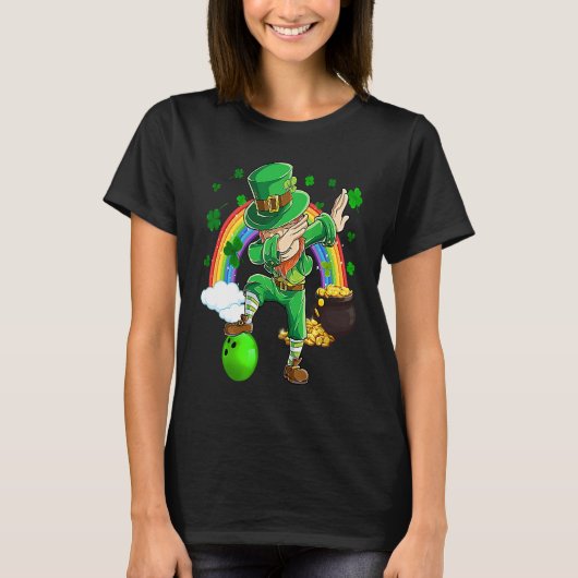 Dabbing Leprechaun Bowling Ball Saint Patricks Day Tシャツ (正面)
