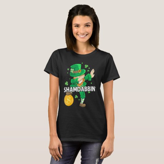 Dabbing Leprechaun Irish Clover St Patrick's Day S Tシャツ (正面フル)