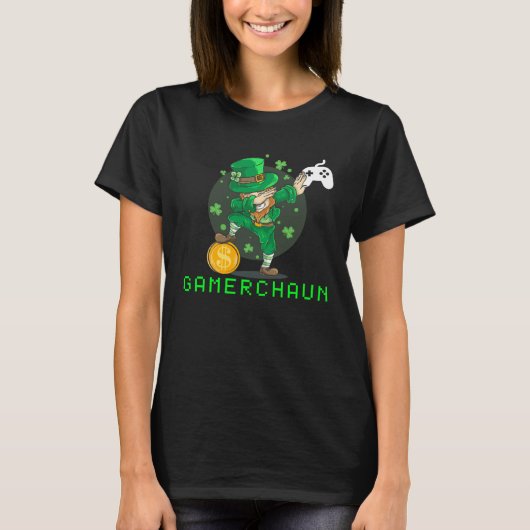 Dabbing Leprechaun Shenanigans Gamerchaun Unicorn Tシャツ (正面)