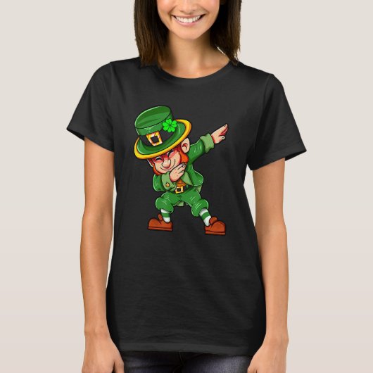 Dabbing Leprechaun St Patricks Day Irish Saint Pat Tシャツ (正面)