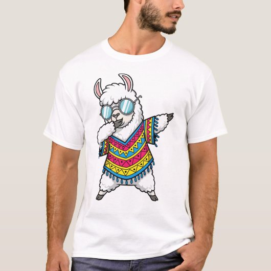 Dabbing Llama Funny Cute Dab Dance Tシャツ (正面)