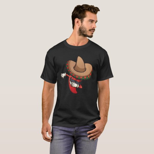 Dabbing Mexican Poncho Cinco De Mayo Funny Fiesta Tシャツ (正面フル)