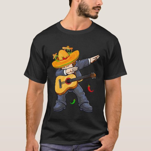 Dabbing Mexico Mariachi & Guitar Cinco De Mayo Boy Tシャツ (正面)