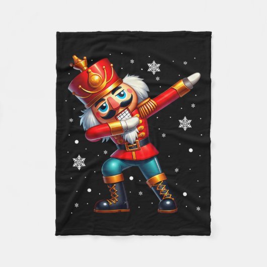 Dabbing Nutcracker Christmas Costume Matching Fami フリースブランケット (正面)