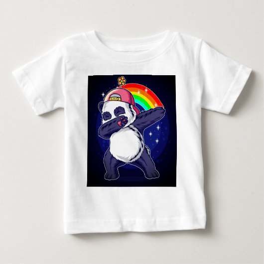 Dabbing Panda Rainbow Vibes» ベビー&キッズTシャツ ベビーTシャツ (正面)