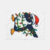 Dabbing Penguin Christmas Girls Xmas Lights Boys C フリースブランケット (正面(横))