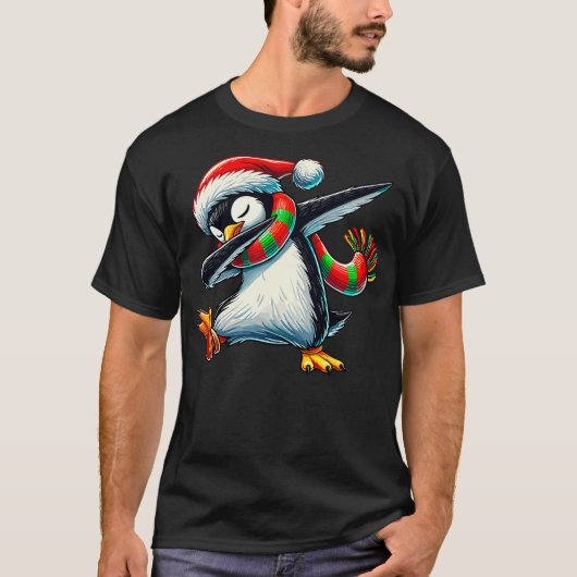Dabbing Penguin Christmas Holiday Kids Xmas St. Ni Tシャツ (正面)