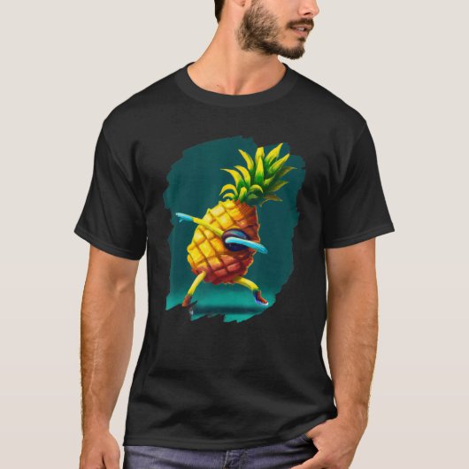 Dabbing Pineapple Aloha Sunglasses Beach Dance Haw Tシャツ (正面)