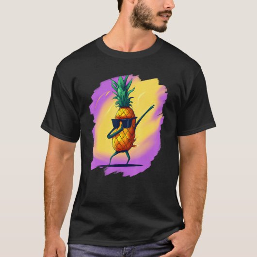 Dabbing Pineapple Aloha Sunglasses Beach Dance Haw Tシャツ (正面)