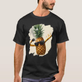 Dabbing Pineapple Aloha Sunglasses Beach Dance Haw Tシャツ (正面)