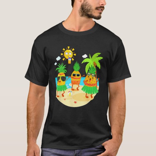 Dabbing Pineapple Sunglasses Hawaii Beach Palm Tre Tシャツ (正面)