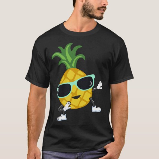 Dabbing pineapple sunglasses pool party for men wo tシャツ (正面)