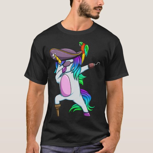 Dabbing Pirate Magical Rainbow Unicorn  Halloween Tシャツ (正面)