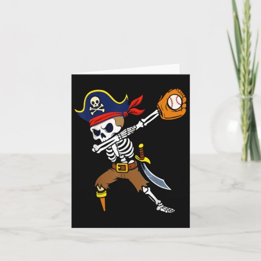 Dabbing Pirate Skeleton Baseball Funny Halloween  カード (正面)