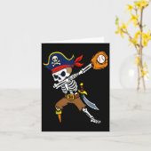 Dabbing Pirate Skeleton Baseball Funny Halloween  カード (黄色い花)